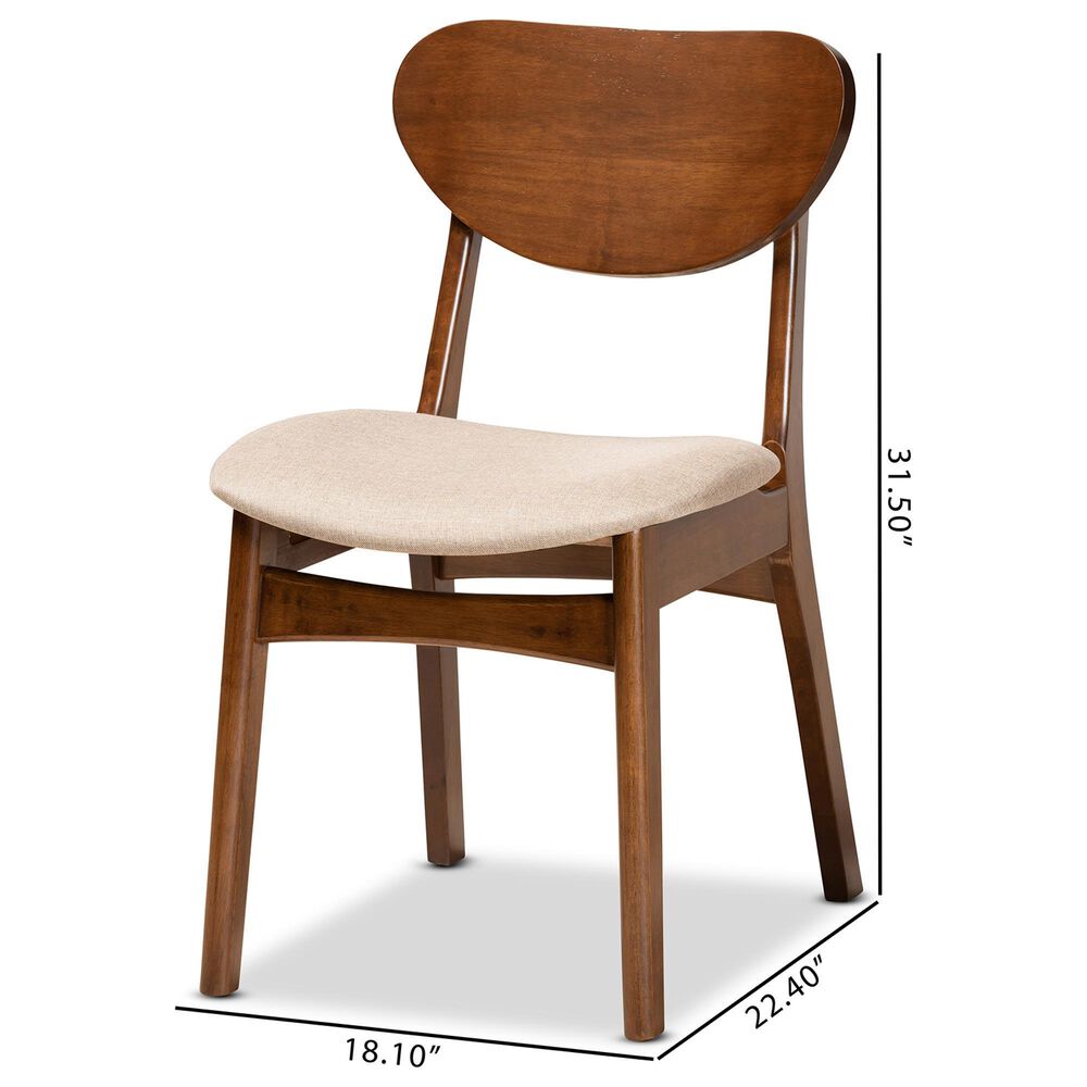 Baxton Studio Katya Side Chair with Sand Cushion in Walnut Brown (Set of 2), , large