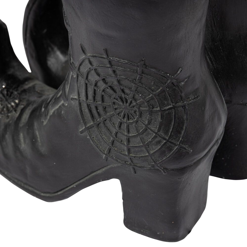 The Gerson Company 22&quot;H Resin Halloween Witch Boots with Floral Arrangement in Black, , large