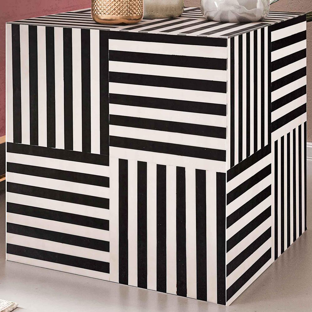 Tov Furniture Cube Side Table in White and Black, , large