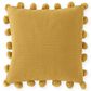 K & K Interiors 20" Square Throw Pillow with Pompom Trim in Yellow, , large