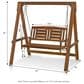 HOMLUX 2-Seat Outdoor Porch Swing Bench Meranti Wood Chair with Stand in Teak Oil, , large