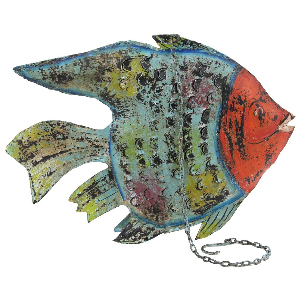 Maple and Jade Vintage Metal Fish Sculpture in Multicolor, , large