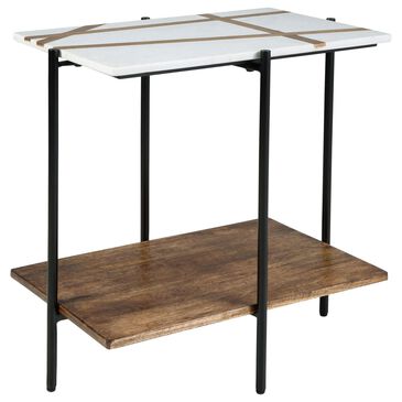 Ashley Braxmore Accent Table in White and Light Brown, , large