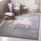 Safavieh Carousel Animals 4" x 6" Grey and Pink Kids Area Rug, , large