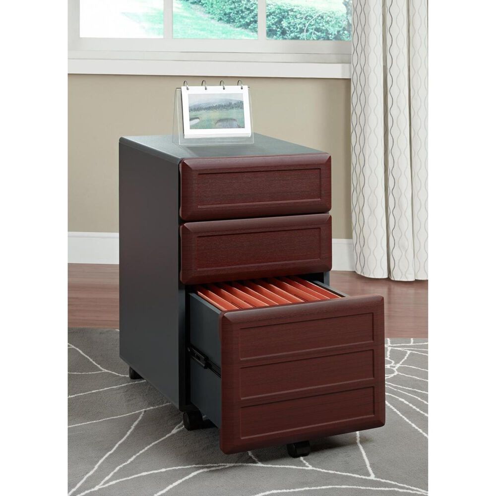 DHP Pursuit 3-Drawer Mobile File Cabinet in Cherry and Gray, , large