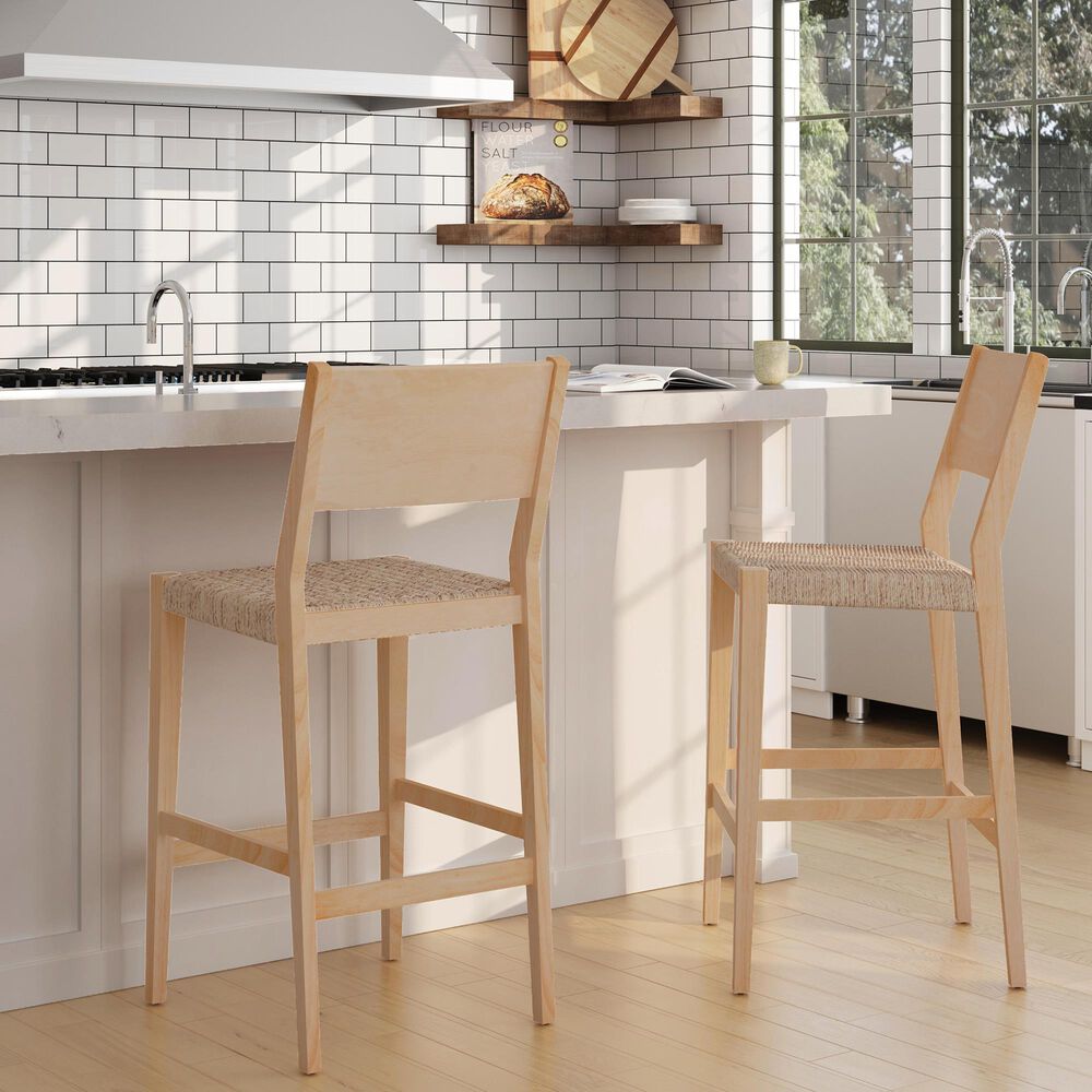 Linon Home Decor Cadence Bar Stool in Natural (Set of 2), , large