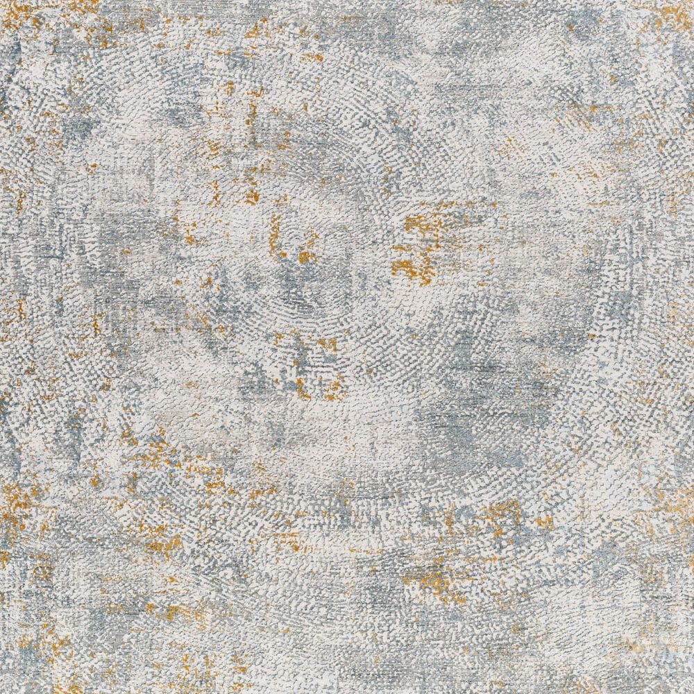 Surya Dresden DRE-2320 White, Medium Gray, Light Slate, Gray, Denim and Mustard 6&#39;7&quot; x 9&#39;6&quot; Area Rug, , large
