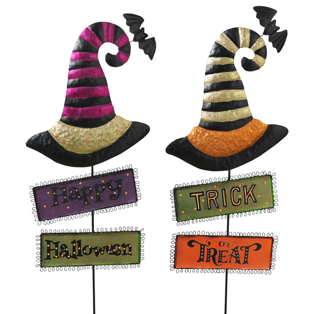 The Gerson Company 37" Witch"s Hat with Halloween Signs (Set of 2), , large