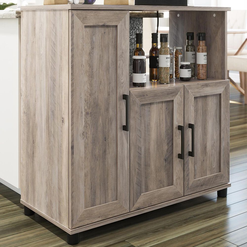 DHP Delany Microwave Stand in Gray Oak and Black, , large