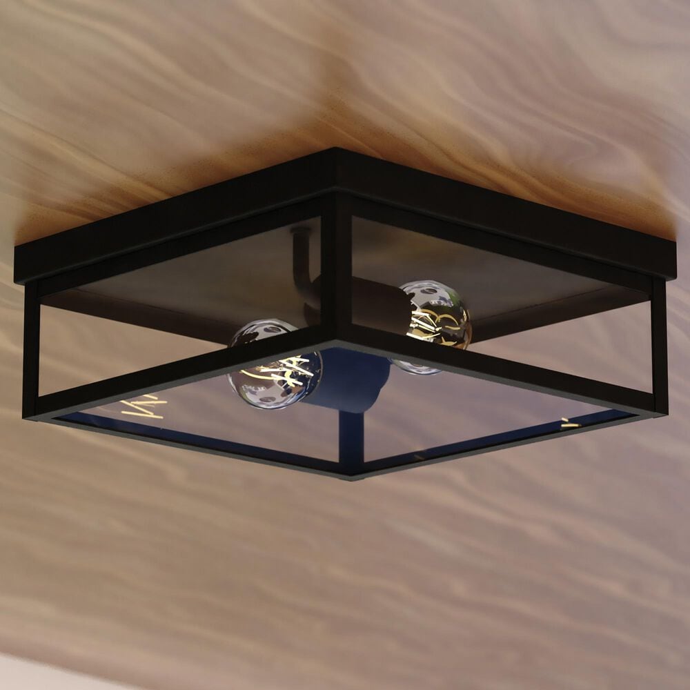 Vaxcel Clinton 2-Light Outdoor Flush Mount in Matte Black, , large