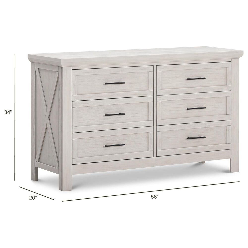 DaVinci Emory Farmhouse 6-Drawer Dresser in White Driftwood, , large