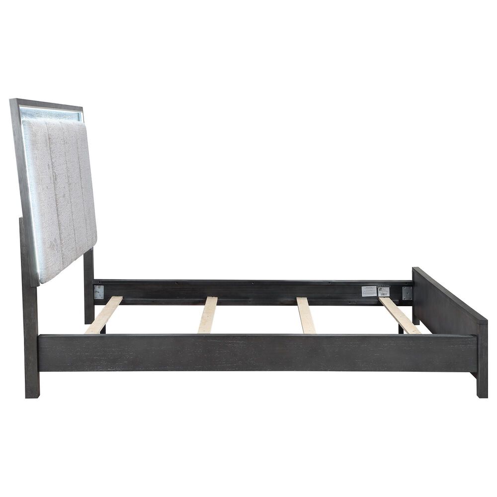 New Heritage Design Odessa King Upholstered Bed in Charcoal and Silver, , large