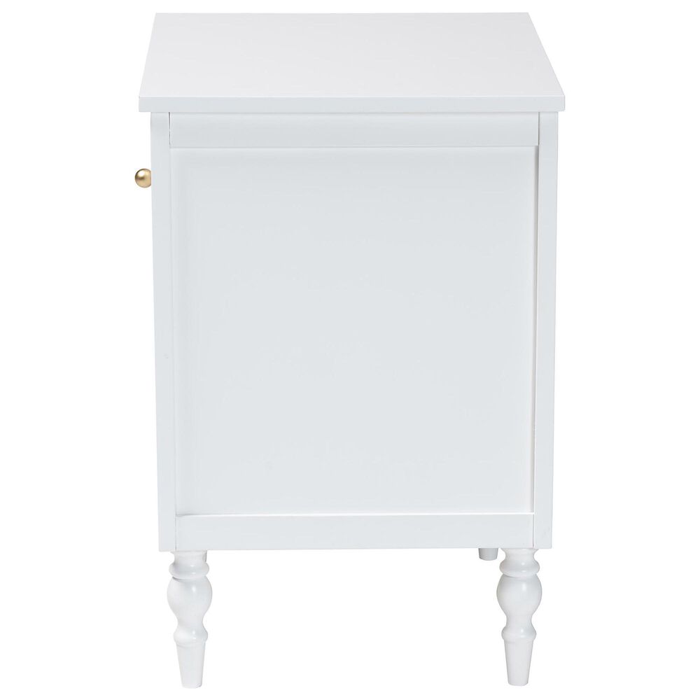 Baxton Studio Roni 1-Drawer Nightstand in White, , large