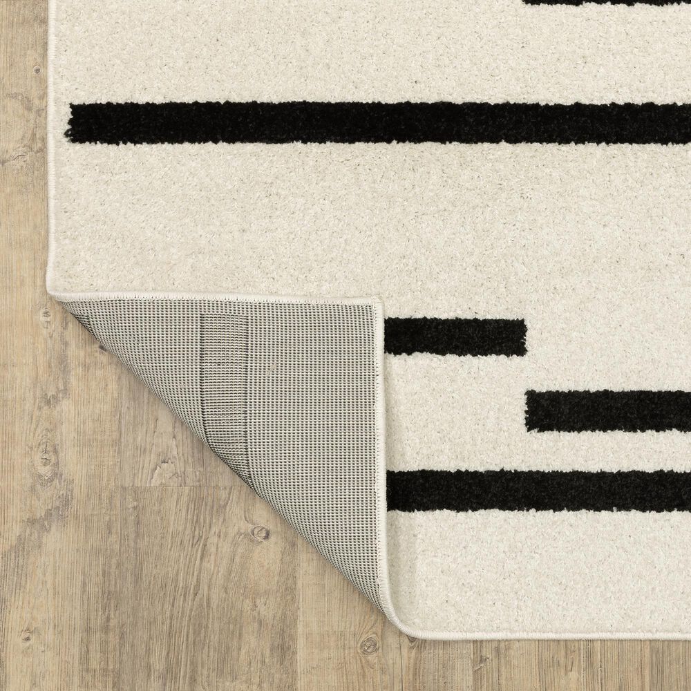 ROW by Oriental Weavers Quinn Striped Beige and Black 7'10" x 10' Area Rug, , large