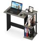 HOMLUX 40" Computer Desk with Open Side Shelves in French Oak Grey and Black, , large