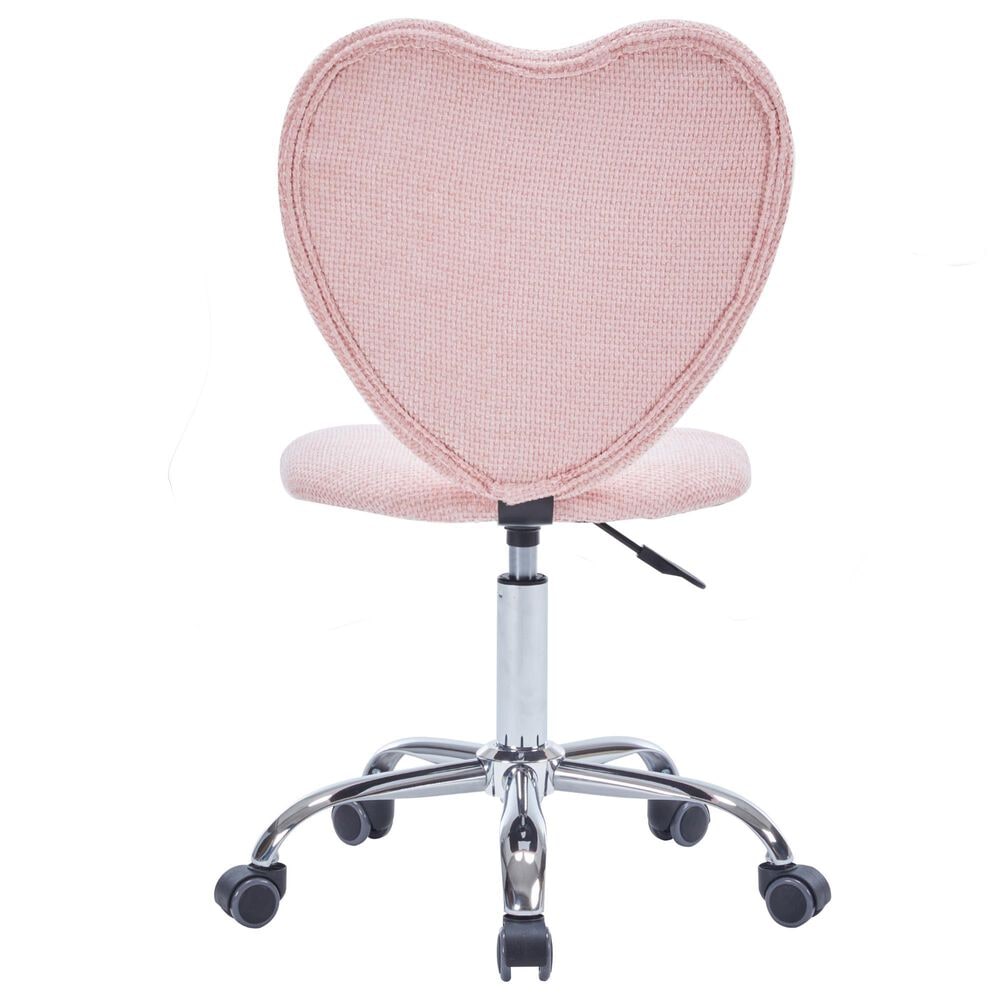 Impressions Vanity Heart Linen Swivel Vanity Chair with Pink Cushion in Matte Silver, , large