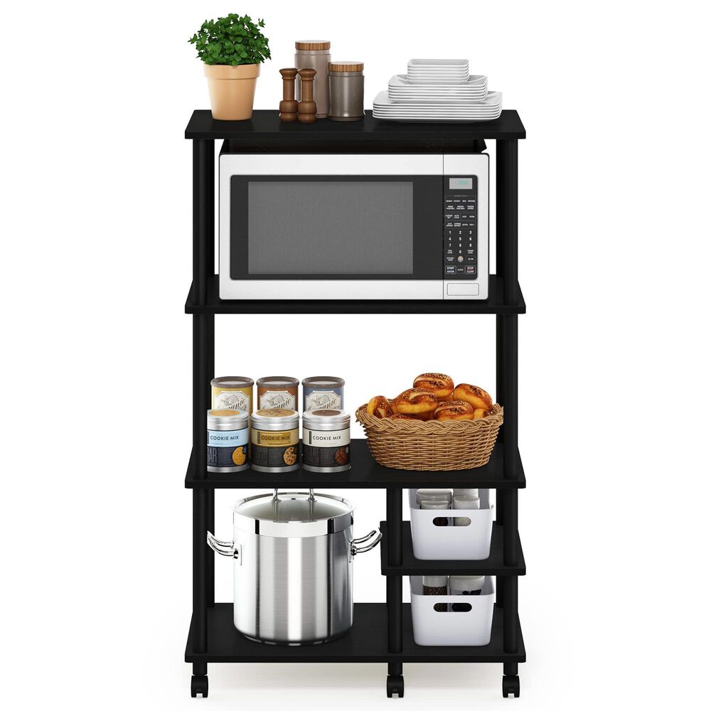 HOMLUX Turn-N-Tube 4-Tier Kitchen Storage Cart in Americano and Black, , large