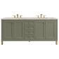 James Martin Vanities Chicago 72" Double Bathroom Vanity in Smokey Celadon with 3 cm Victorian Silver Quartz Top, Rectangular Sinks and FreePower Wireless Charger, , large