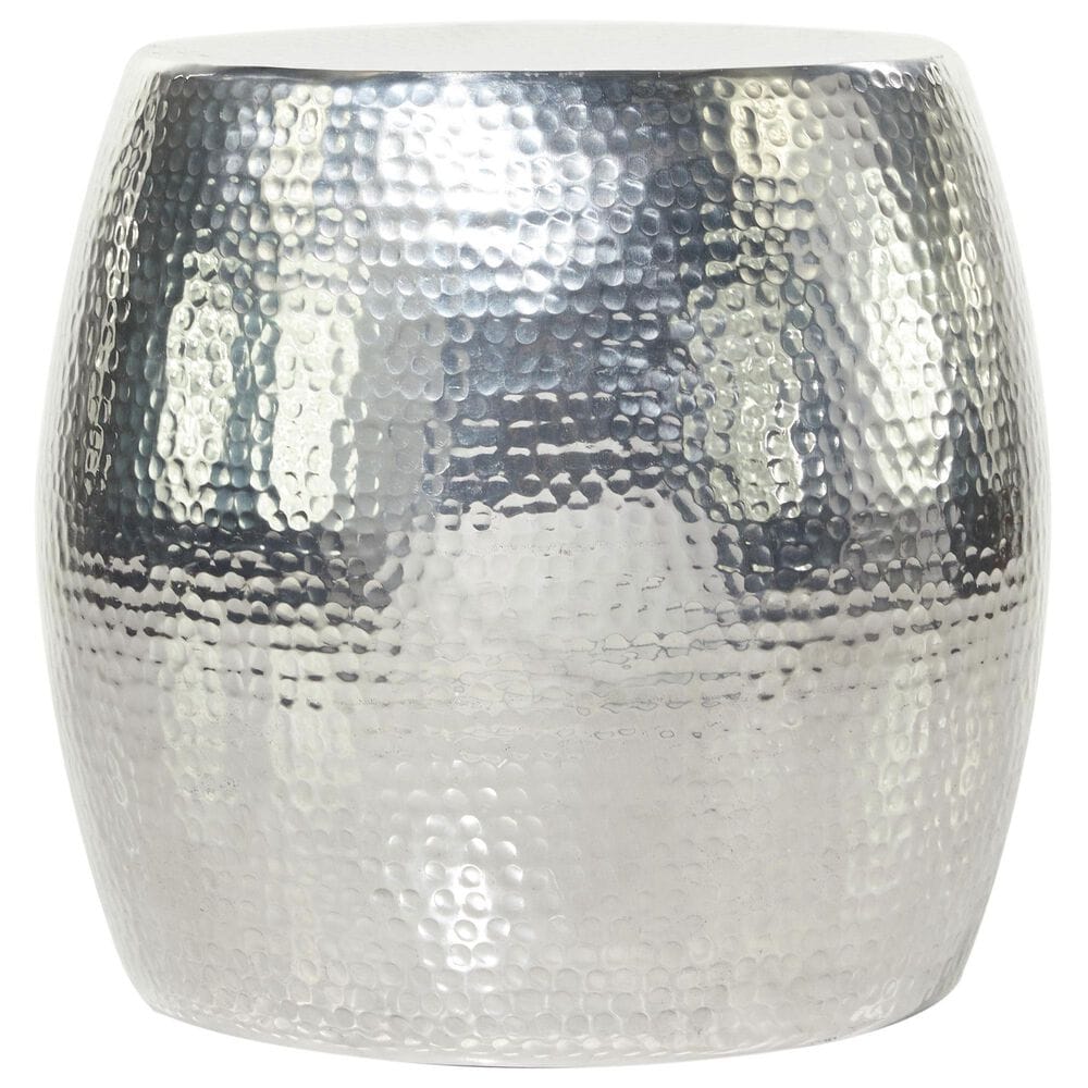 Maple and Jade Drum End Table with Hammered Design in Silver, , large