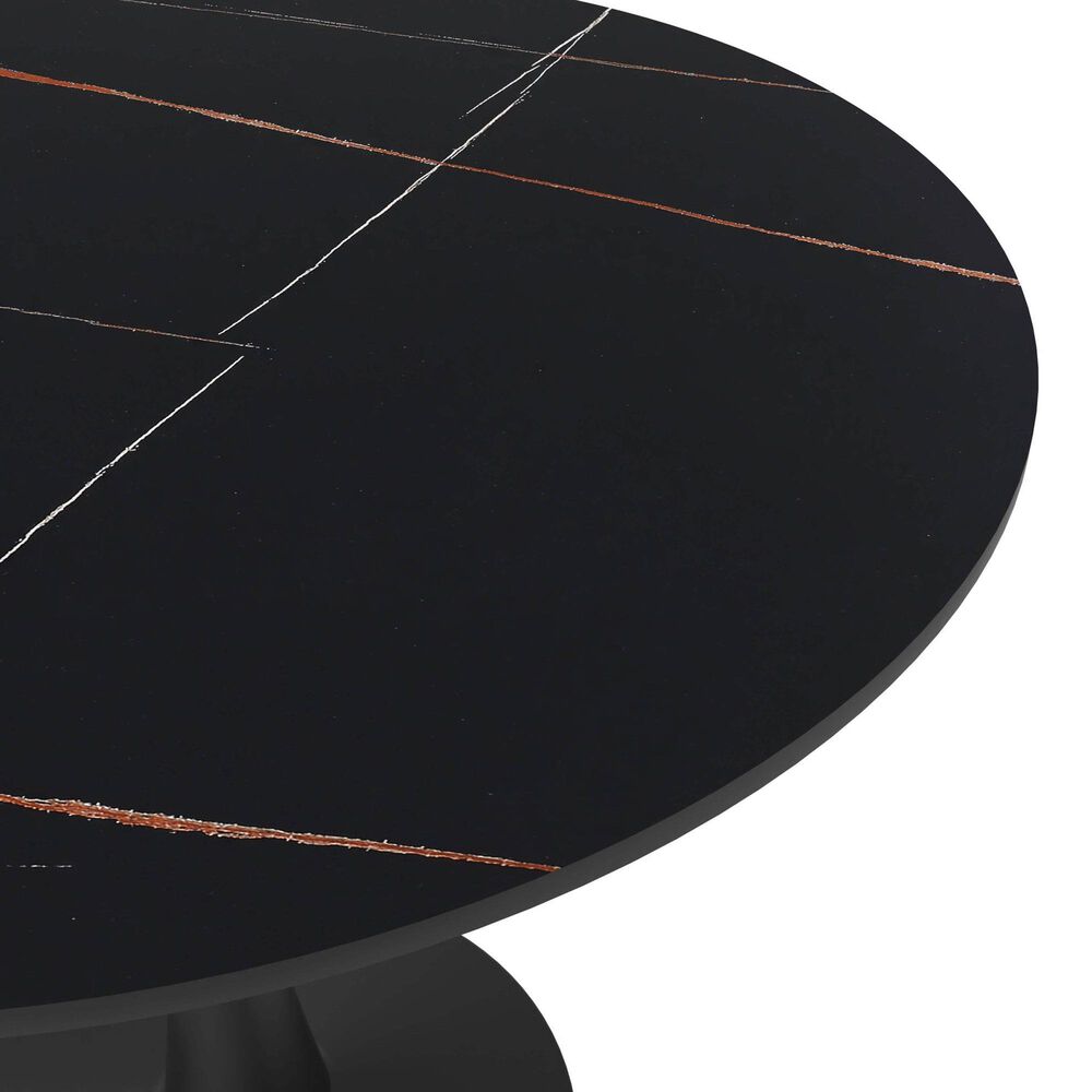 Leisuremod Leisuremod Bristol 35 round dining table Black base with Black Sintered stone Top, , large