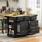 HOMLUX 51" Kitchen Island with Pull Out Trash Can Storage in Black, , large