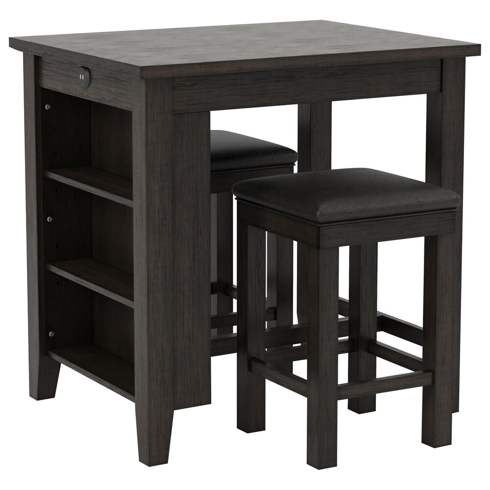 Furniture of America Hamilton 3-Piece Counter Height Dining Set in Brown, , large