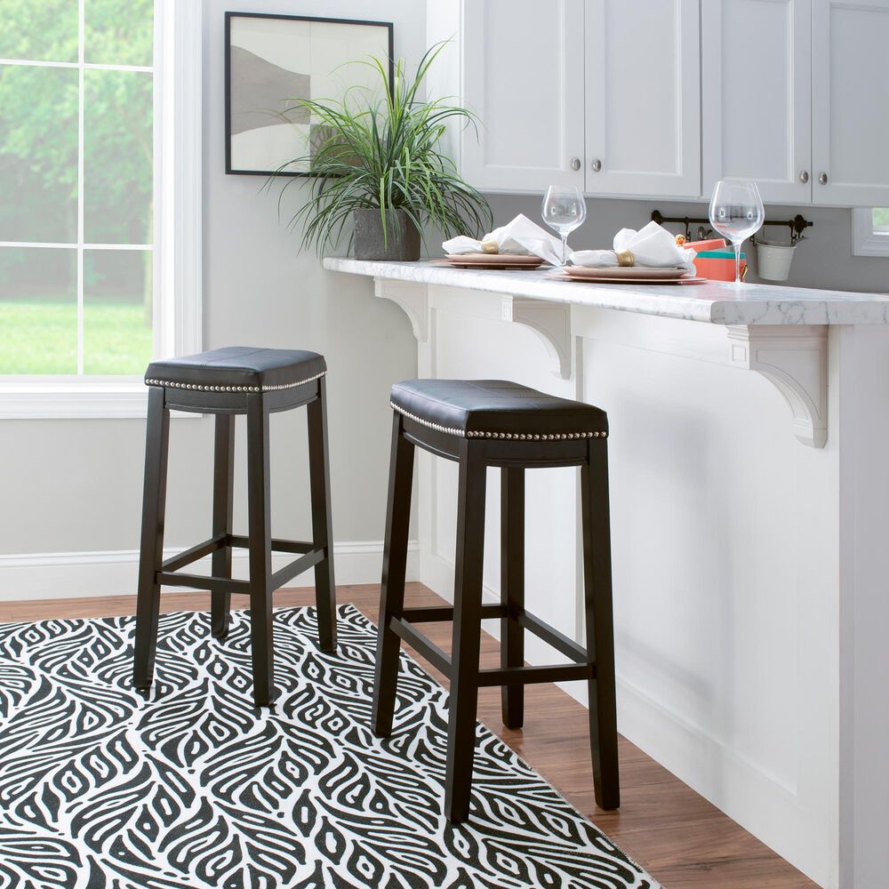 Linon Home Decor Claridge Bar Stool in Black (Set of 2), , large