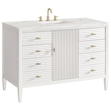 James Martin Vanities Myrrin 48" Vanity in Bright White with 3 cm Ethereal Noctis Quartz Top, , large