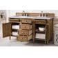 James Martin Vanities Brittany 60" Double Bathroom Vanity in Saddle Brown with 3 cm Arctic Fall Solid Surface Top and Rectangular Sinks, , large