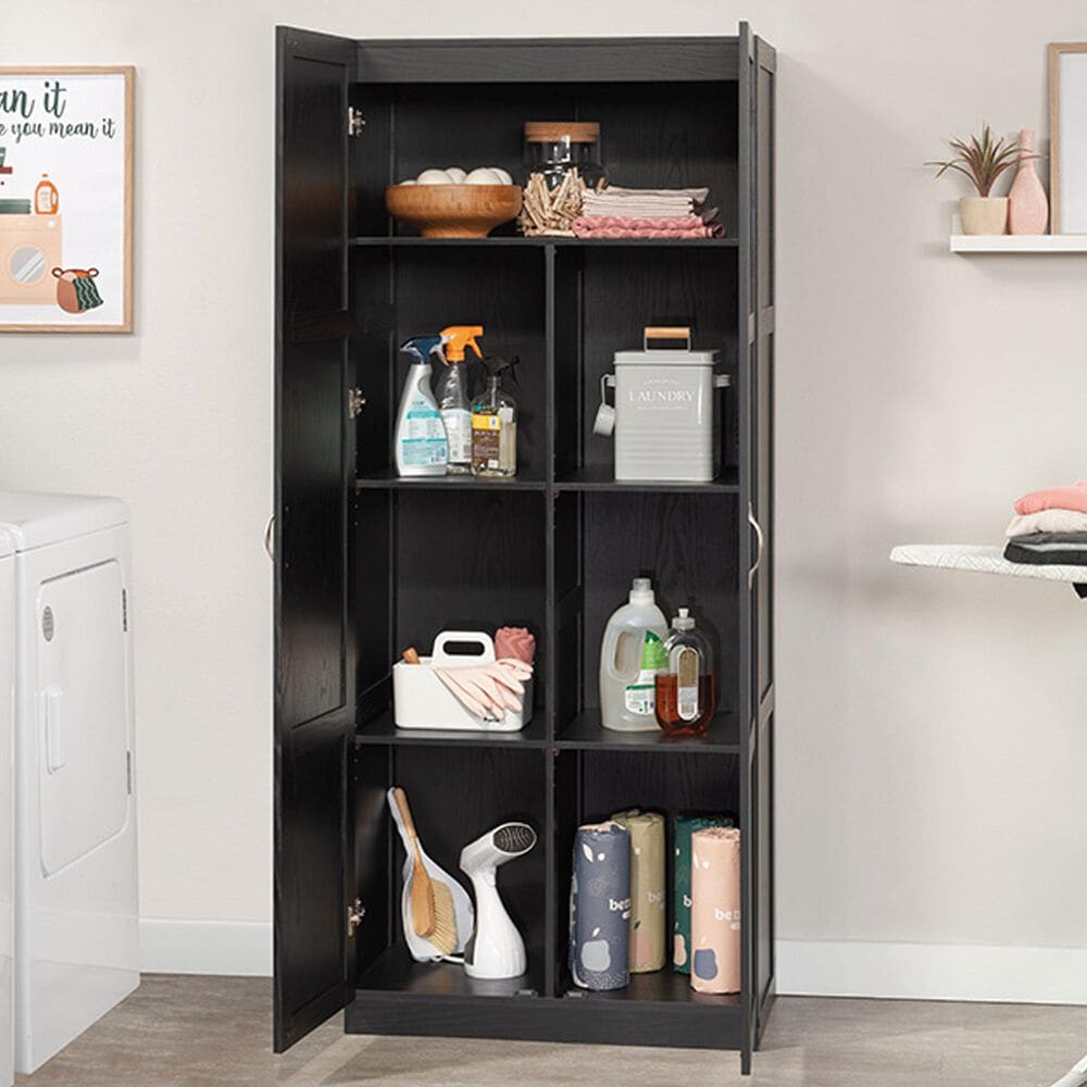 Sauder Select Collection 2-Door Storage Cabinet with Shelves in Black, , large