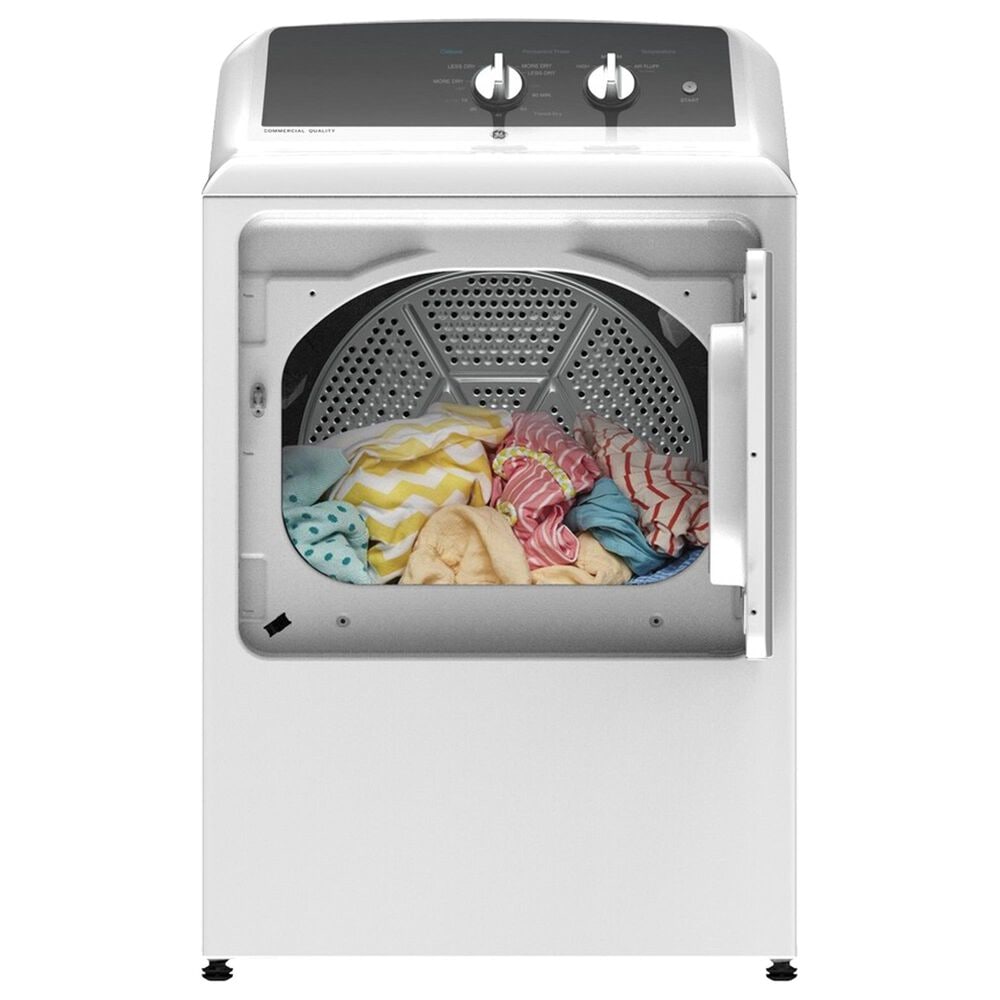 GE Appliances 6.2 Cu. Ft. Electric Dryer in White and Stainless Steel, , large