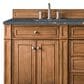 James Martin Vanities Bristol 72" Double Bathroom Vanity in Saddle Brown with 3 cm Parisien Bleu Quartz Top and Rectangular Sinks, , large
