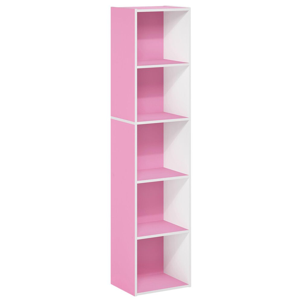 HOMLUX 5-Tier Cube Open Shelf Storage Organizer Bookcase in Pink and White, , large