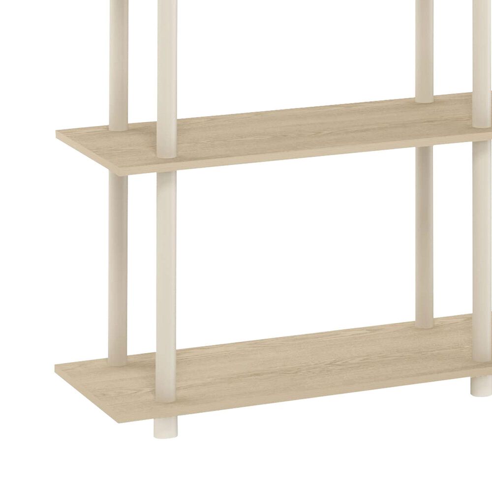 HOMLUX Turn-N-Tube 3-Tier Rectangular Side Display Rack in Bauhaus Oak and Beige, , large