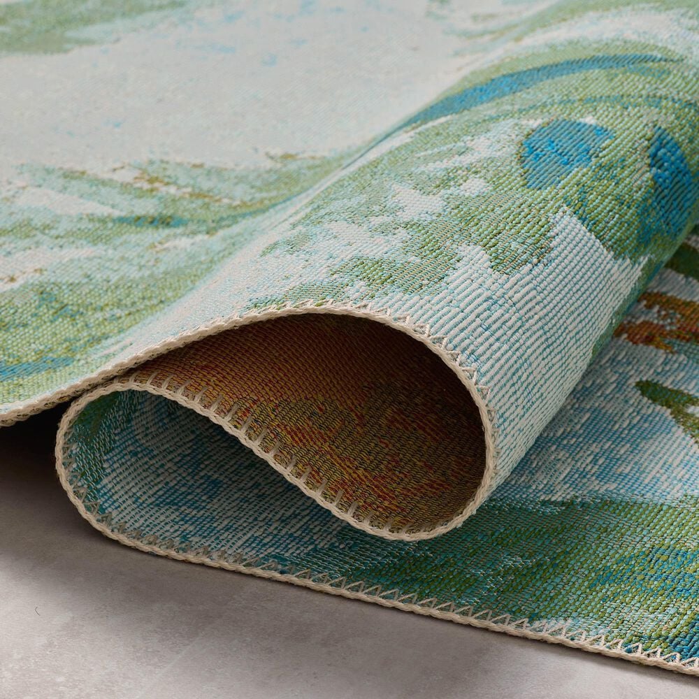 Loloi Botanical Sky and Green 2&#39;5&quot; x 3&#39;11&quot; Indoor/Outdoor Area Rug, , large