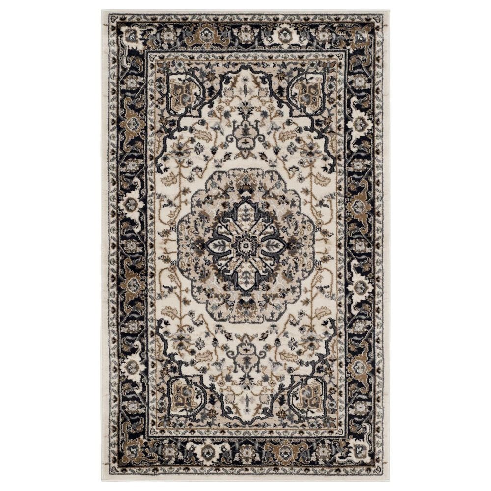 Safavieh Lyndhurst LNH334 4" x 6" Cream and Navy Area Rug, , large