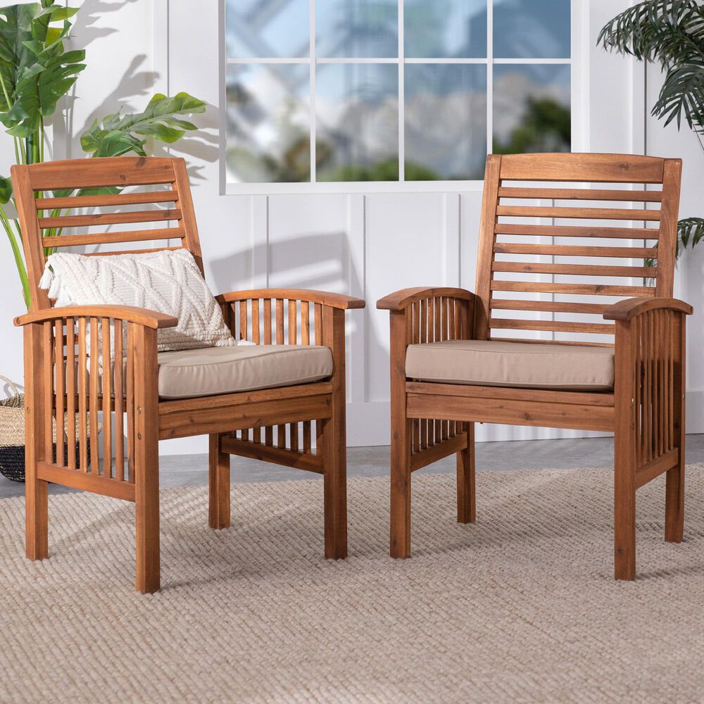 Walker Edison Midland Patio Chairs in Brown &#40;Set of 2&#41;, , large