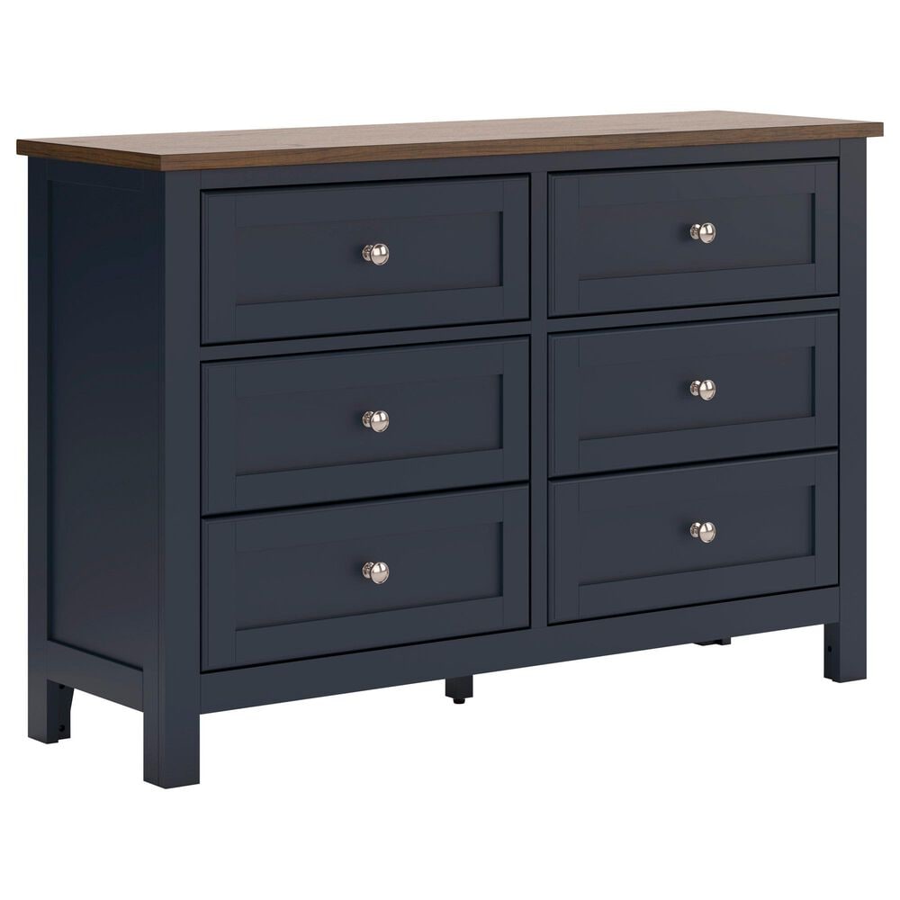 Ashley Landocken 6-Drawer Dresser in Dark Slate Blue and Light Brown, , large