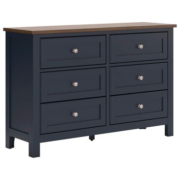 Ashley Landocken 6-Drawer Dresser in Dark Slate Blue and Light Brown, , large