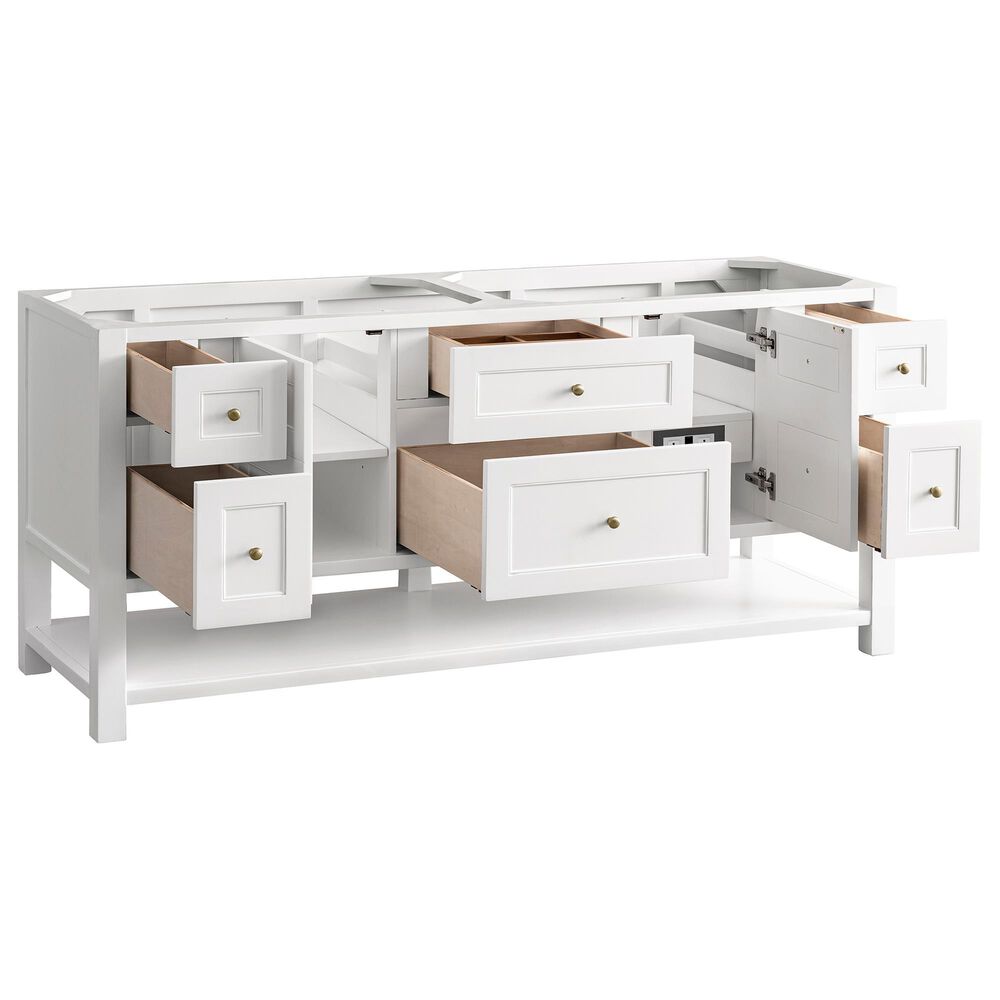 James Martin Vanities Breckenridge 72" Double Bathroom Vanity in Bright White with 3 cm Eternal Jasmine Pearl Silestone Top, Rectangular Sinks and FreePower Wireless Charger, , large