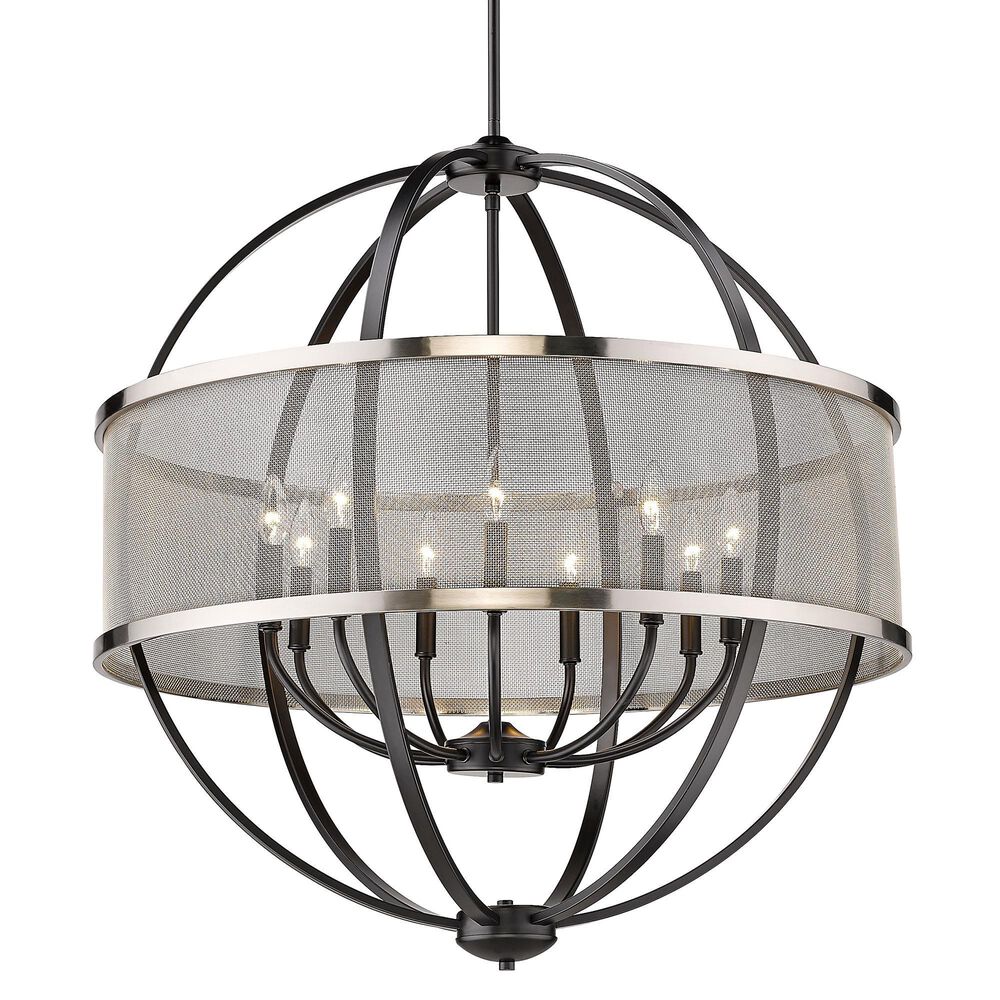 Golden Lighting Colson 9-Light Chandelier with Pewter Mesh Shade in Matte Black, , large