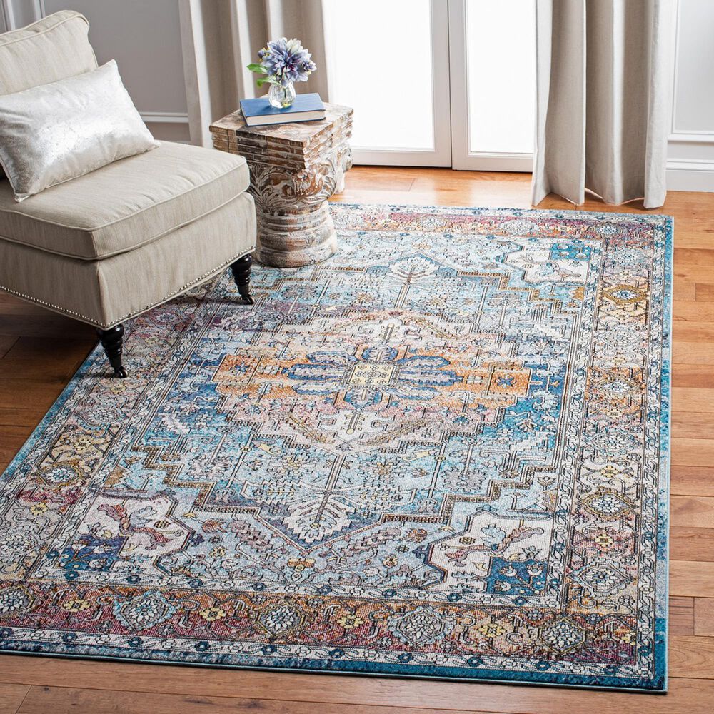 Safavieh Aria 8&#39; x 10&#39; Turquoise and Light Orange Area Rug, , large