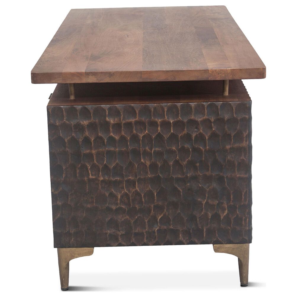 Home Trends &amp; Design Santa Cruz Executive Desk in Walnut and Antique Gold, , large