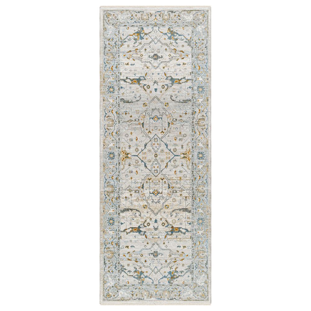 Surya Dresden Taupe, Off-White, Dusty Sage, Deep Teal, Olive, Light Gray and Mustard 2"7" x 7"3" Runner, , large