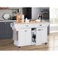 HOMLUX Kitchen Island with Rubber wood Countertop in White, , large
