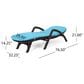 Hearth and Haven Mikael Outdoor Chaise Lounge with Blue Cushion in Dark Brown, , large