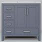 Lexora Home Jacques 36" Right Offset Single Bathroom Vanity in Dark Grey with 2 cm White Quartz Top and Rectangular Sink, , large