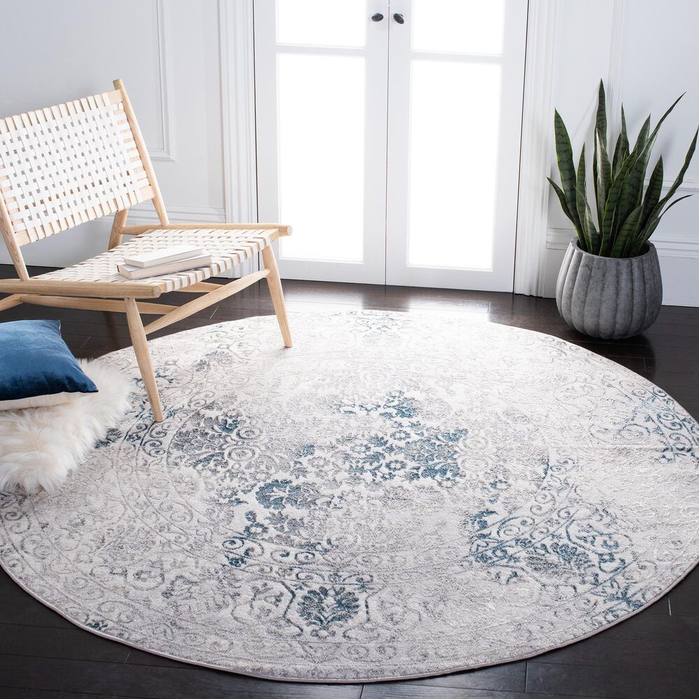Safavieh Orchard Oriental 6&#39;7&quot; Round Grey and Blue Area Rug, , large