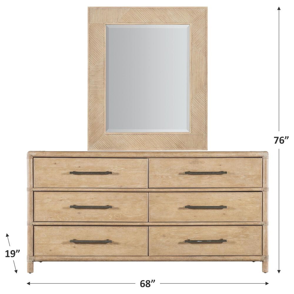Hooker Furniture Retreat 6-Drawer Dresser and Mirror in Dune, , large