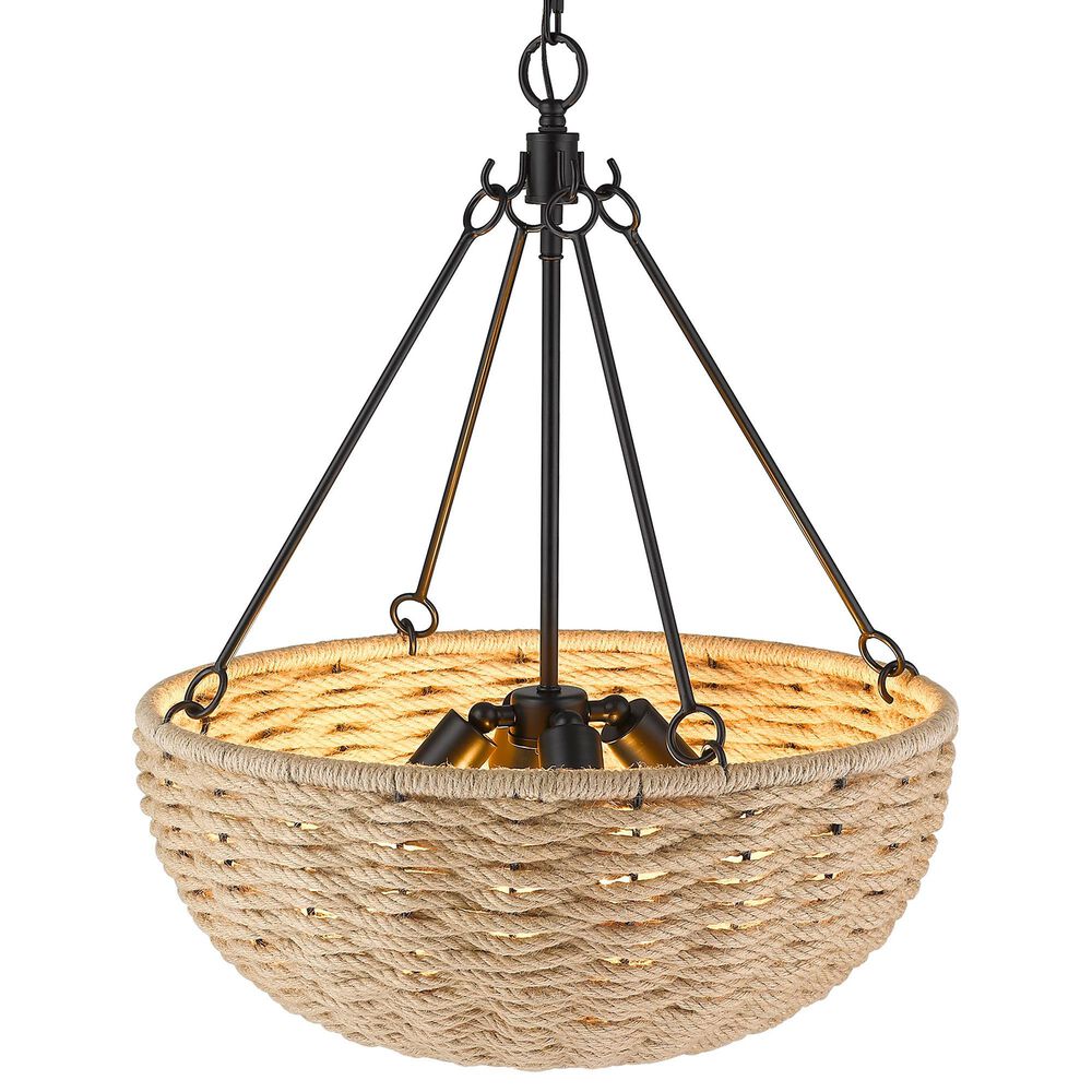 Golden Lighting Hathaway 4-Light Pendant in Matte Black, , large